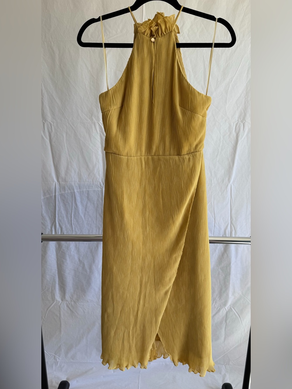 NWT Keepsake The Label Skylines Golden Yellow Halter Midi Dress S